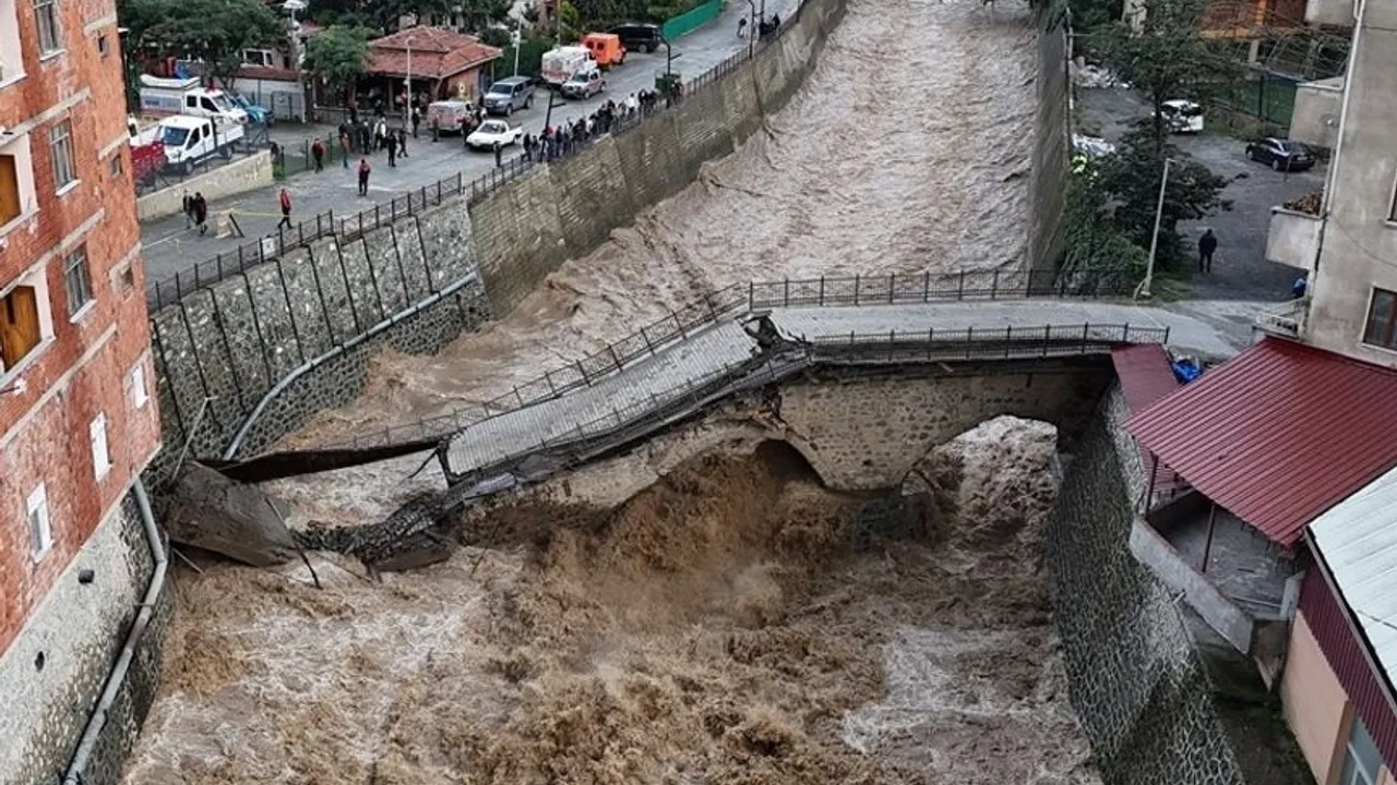 Artvin''deki tarihi kesmetaş köprüsü yağışa kapıldı