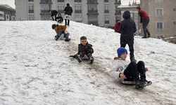 Erzurum'da karın tadını en çok çocuklar çıkardı