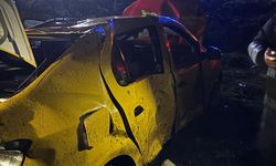 Ticari taksi tarlaya uçtu: 1 yaralı