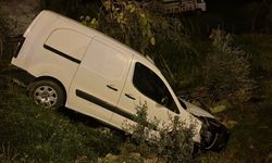 Alanya'da trafik kazası: Kamyonet şarampole devrildi