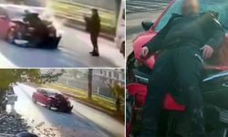 Polise çarpıp fotoğrafını çekti: Görüntüleri sosyal medyaya yükledi