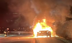 Lüks otomobil seyir halindeyken yandı