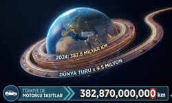 Türkiye’deki araçların 2024’te katettikleri mesafe: Dünyayı 9,5 milyon kez turlamak
