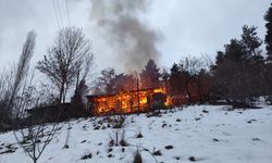 Artvin'de ahşap ev kül oldu