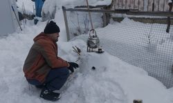 Malatya'da kardan soba üzerinde esnafın çay keyfi!