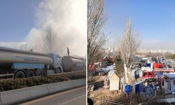 Ankara'da panik anları: Çok sayıda tır alev aldı!