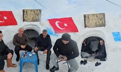 Bitlis'te gülümseten kare: Kardan çay evi yaptılar!