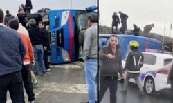 İstanbul'da cezaevi nakil aracı devrildi: Yaralılar var!