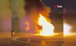 Esenyurt TEM'de alev topuna dönen araç söndürüldü