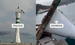 Sarıyer'de fırtınanın şiddeti deniz fenerini devirdi
