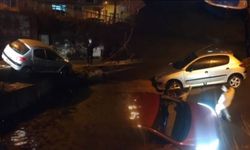 Sarıyer'de korkutan viraj! Aynı gün, aynı noktada iki araç asılı kaldı