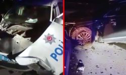 Alkollü sürücü dehşet saçtı: Polis aracına çarpıp 2 polisi yaraladı!