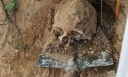 Bahçede yapılan kazıda insan kafatası ve kemikler bulundu