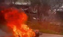 Adıyaman'da seyir halindeki motosiklet alev topuna döndü