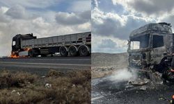 Diyarbakır’da seyir halindeki tır alev alev aldı