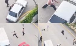 Taşlarla araçlara saldırdılar: Kavga anları kamerada