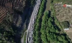 Geyve'de D-650'yi kilitleyen kaza! 2 tır çarpıştı, metrelerce kuyruk oluştu