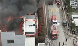 Alevlerin ortasında can pazarı: Metrelerce yüksekte kurtarılmayı böyle bekledi!