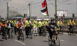 Gazze için pedal çevirdiler! İstanbul'da dikkat çeken destek turu
