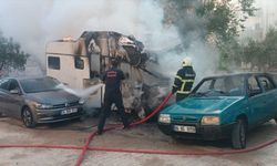 Muğla'da korkutan yangın: Karavan ve otomobil kül oldu
