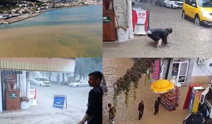 Foça'da sel denizi kahverengine boyadı!