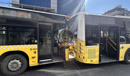 Ataşehir’de iki İETT otobüsü çarpıştı: 1 yaralı | VİDEO