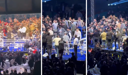 Boks şampiyonasında olaylı gece: Ringe onlarca kişi daldı