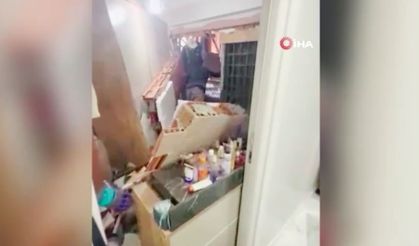 Zeytinburnu’nda beton dökme çalışması yan binanın duvarını yıktı