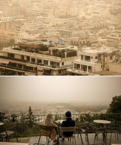 Atina sarıya boyandı: Sahra Çölü'nden gelen toz şehri esir aldı