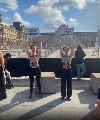 Louvre önünde çıplak protesto!