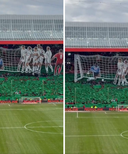 Taraftardan çılgın koreografi! Frikiği tribünde kullandılar