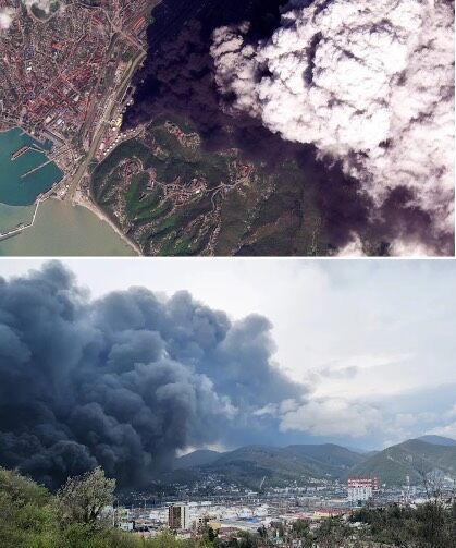 Ukrayna vurdu Rusya yanıyor: Dev rafineriden yükselen zehirli dumanlar şehri sardı