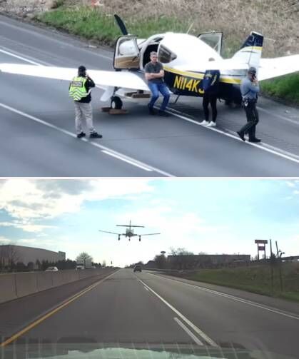 ABD'de saniyelerle yarış: Motoru duran uçak binlerce aracın arasına böyle indi!