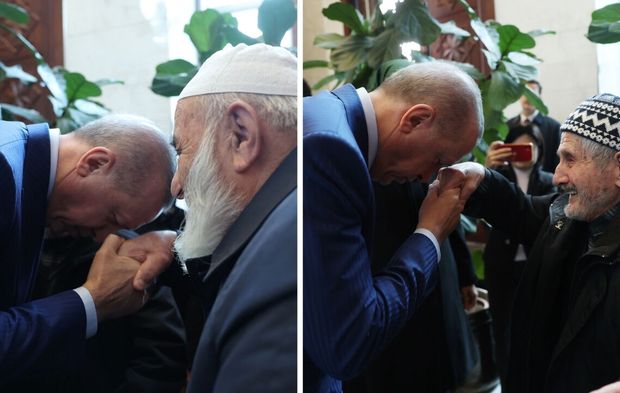Cumhurbaşkanı Erdoğan'a samimi ziyaret! Renkli kareler...