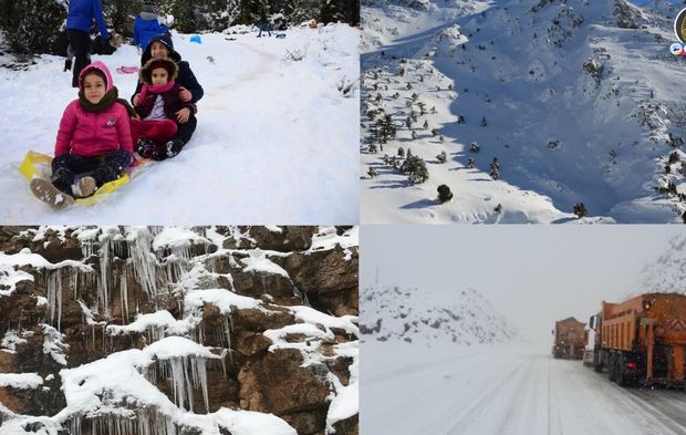 Antalya'da Nisan ayında kayak keyfi! Kar yağışı şehri beyaz örtüyle kapladı