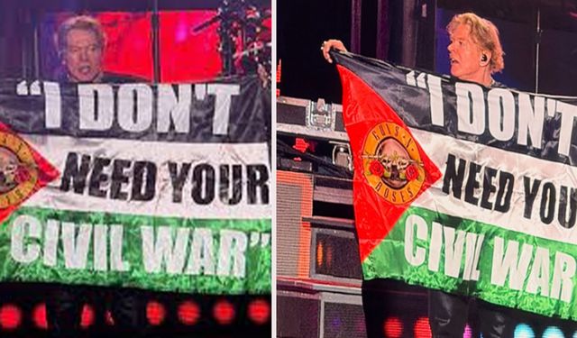 Axl Rose’dan savaş protestosu: Sahnede Filistin bayrağı açtı
