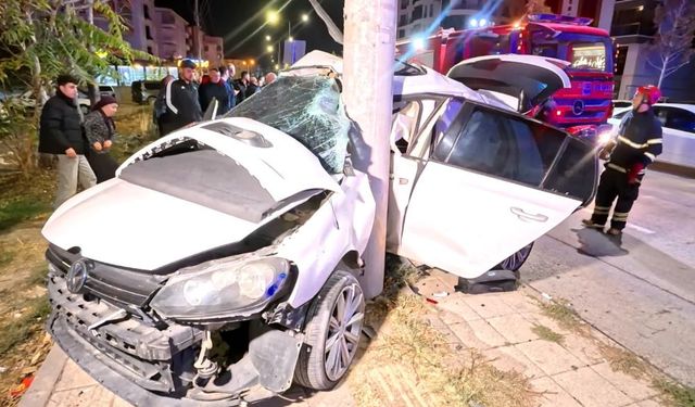 Direksiyon hakimiyetini kaybetti, direğe saplandı