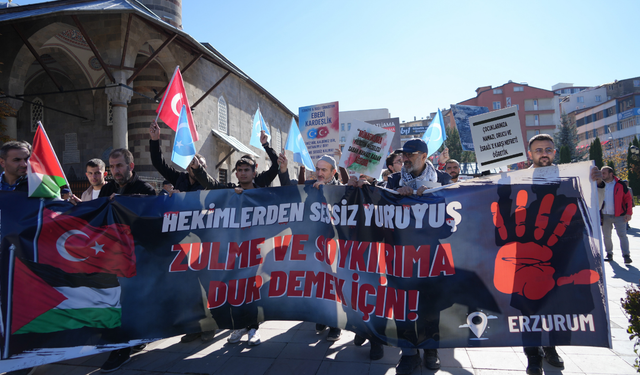 Erzurum’da sağlıkçılardan Gazze için 103 haftadır süren sessiz yürüyüş