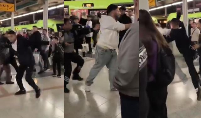 Bursa metrosunda kavga! Yumrukların konuştuğu anlar kamerada
