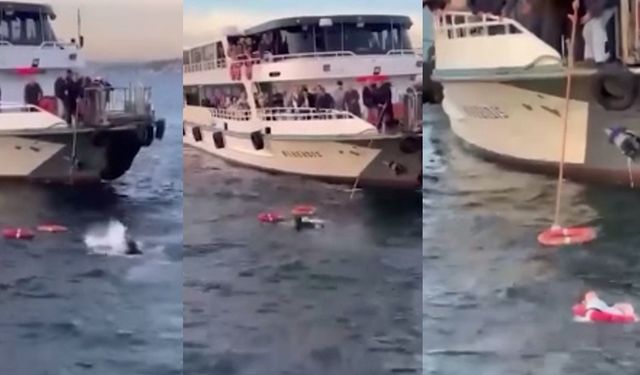 İstanbul'da bir kadın feribottan düştü! O anlar kamerada