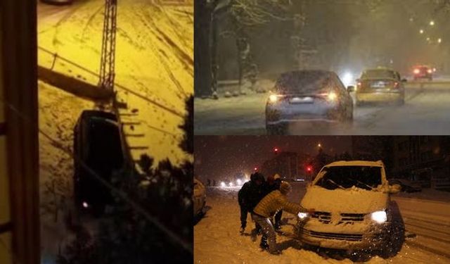 Başkent'te etkili olan kar yağışı peş peşe kazaya neden oldu!