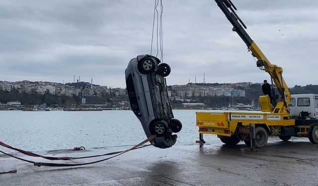 Şile Limanı’nda korkutan olay! Otomobil denize uçtu