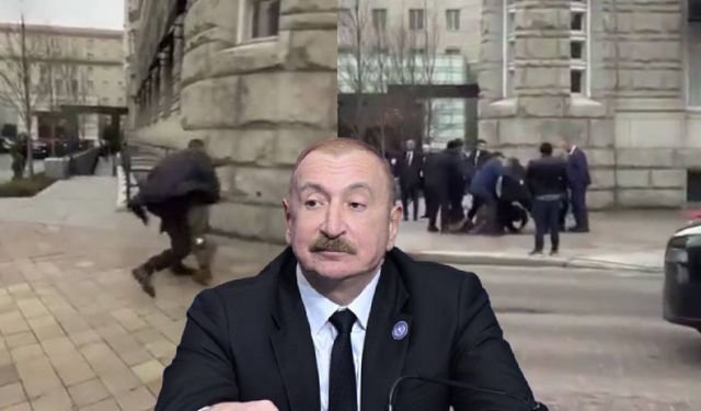ABD'de Aliyev'e protesto! Arbede çıkan anlar kamerada