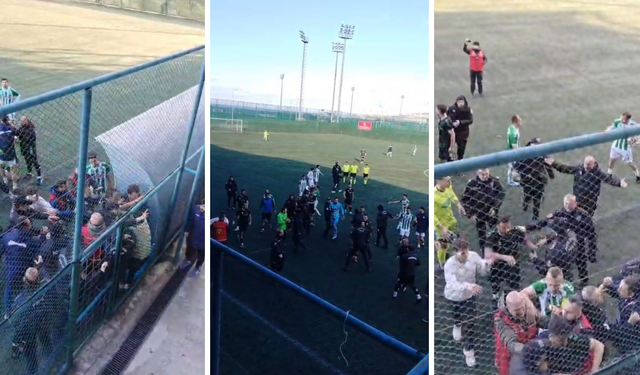 Arıklıspor-Sürmenespor futbolcuları arasında kavga