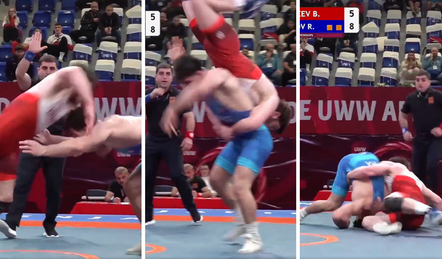 Rus güreşçi “Uçan sincap” hamlesiyle herkesi şaşkına çevirdi