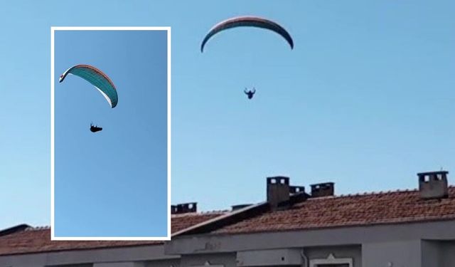 Havadaki paraşütçüye çay teklifi gülümsetti