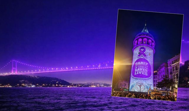 İstanbul'un önemli noktalarından anlamlı kanser mesajı!