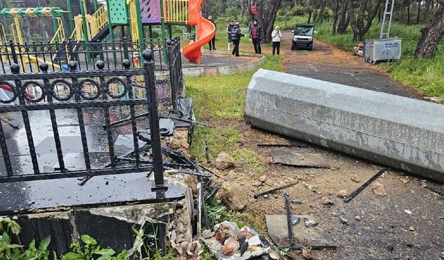 Heybeliada'nın simgesi dev bayrak direği şiddetli rüzgarda devrildi