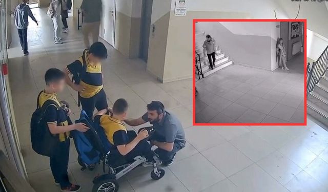 İnegöl'de kalpleri ısıtan hareket! Engelli öğrenciyi sırtında taşıdı