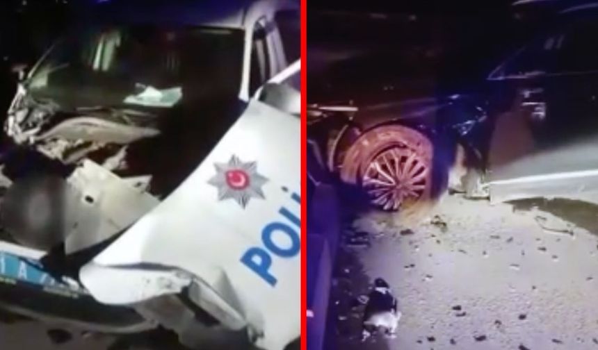 Alkollü sürücü dehşet saçtı: Polis aracına çarpıp 2 polisi yaraladı!